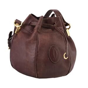 Cartier Shoulder Bag Leather Bordeaux Gold